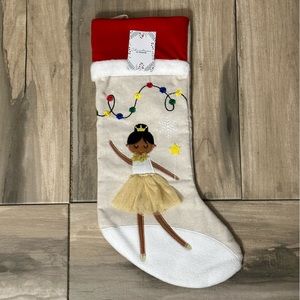 African-American Dancing Golden Ballerina Christmas Stocking